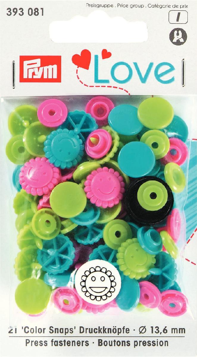 Prym Love Colour Snaps 13.6mm Smiley Face Flower Shape 